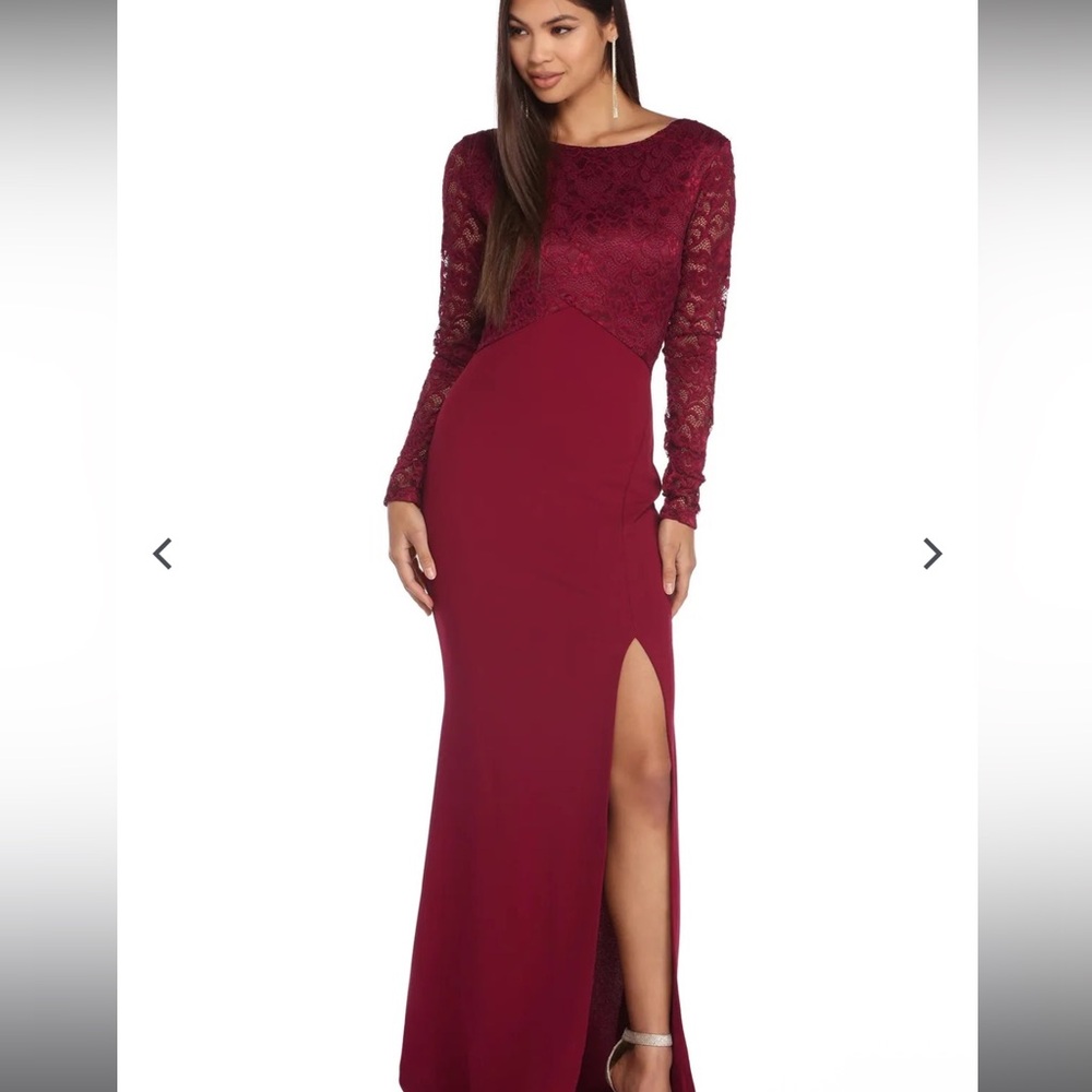 Windsor Burgundy Long Sleeve Lace Dress